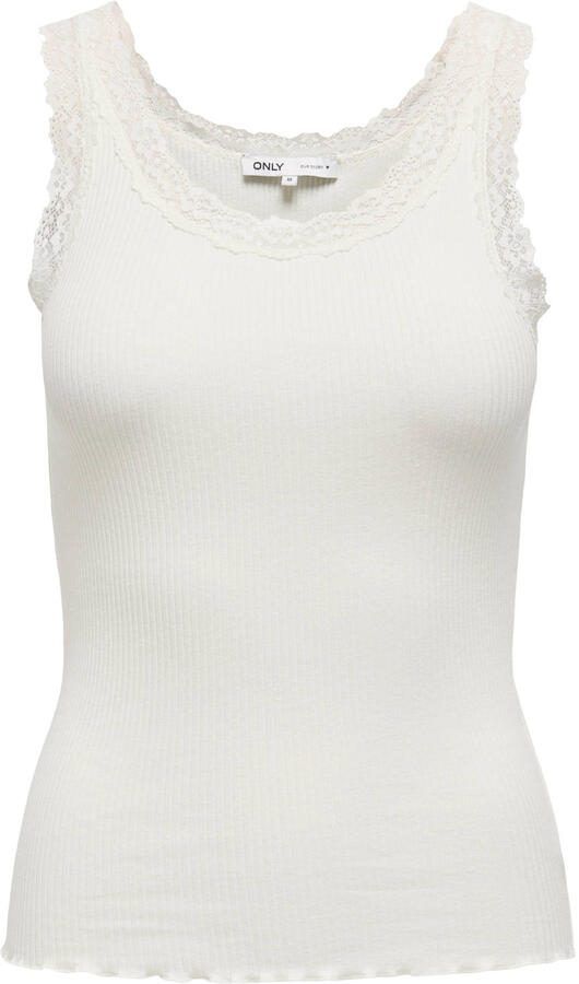 Only Tanktop ONLSARA – Tanktop met kantdetail bij de halslijn regular fit modisch jersey ribstof ronde hals - Foto 2
