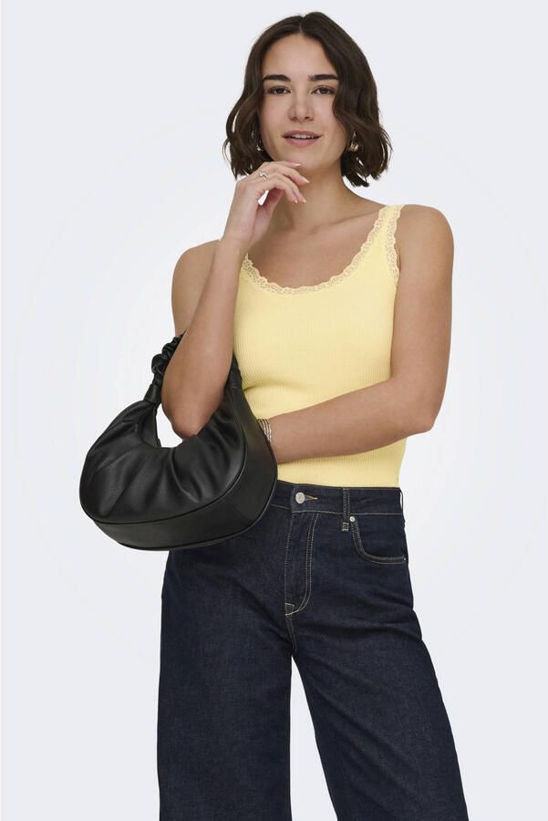Only Tanktop ONLSARA – Tanktop met kantdetail bij de halslijn regular fit modisch jersey ribstof ronde hals