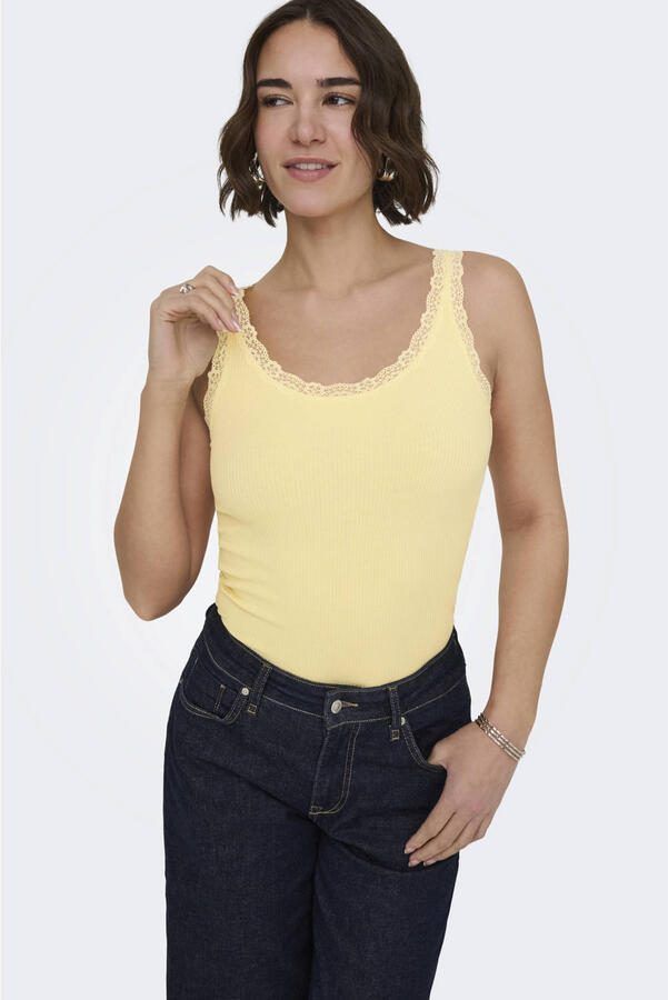 Only Tanktop ONLSARA – Tanktop met kantdetail bij de halslijn regular fit modisch jersey ribstof ronde hals - Foto 2