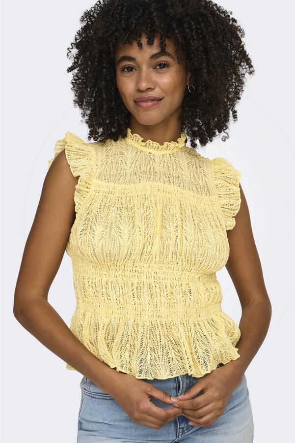 Only slim fit blousetop met rucheskraag model 'SHAILA'