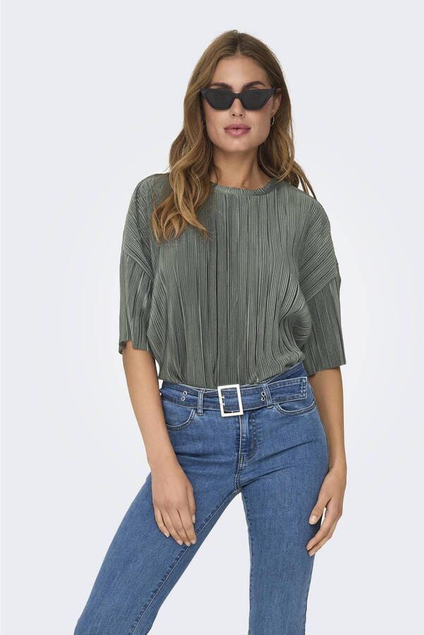 Only Boxy fit T-shirt met plissés model 'RAVENNA' - Foto 2