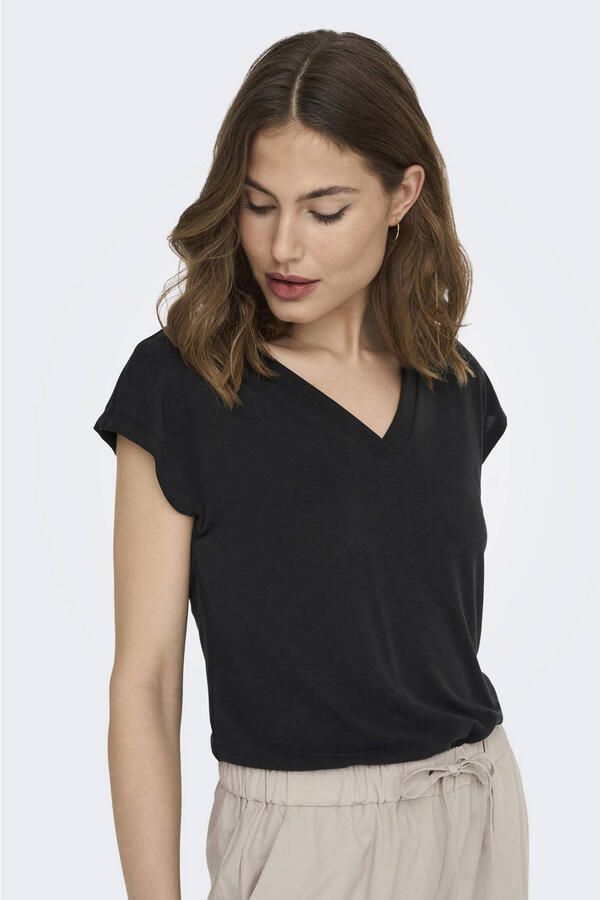 Only Shirt met V-hals ONLFREE S S MOD.V-NECK TOP JRS NOOS
