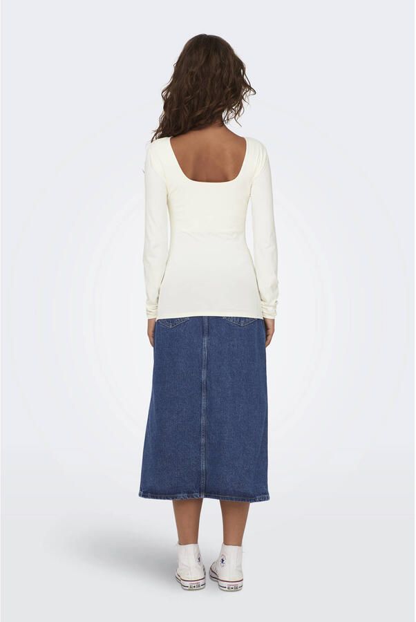 Only Shirt met lange mouwen en diepe ronde hals model 'ELA'