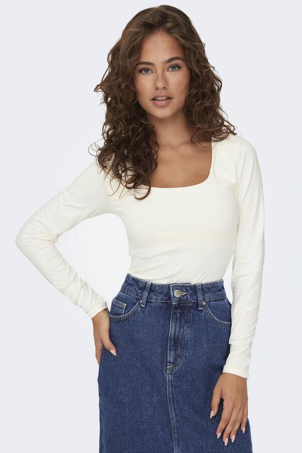 Only Shirt met lange mouwen en diepe ronde hals model 'ELA' - Foto 2