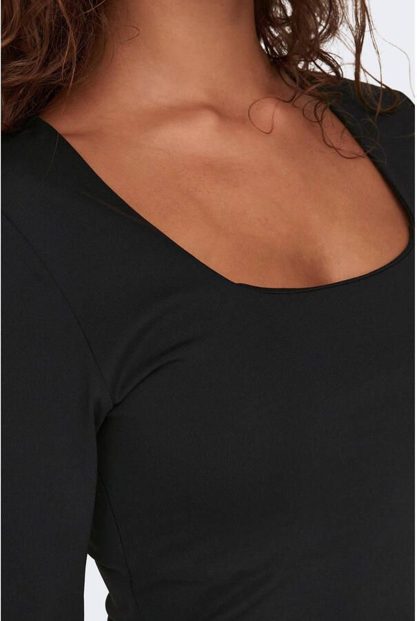 Only Shirt met lange mouwen ONLEA L S 2-WAY DEEP NECK TOP JRS NOOS