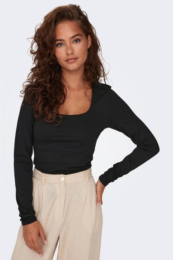 Only Shirt met lange mouwen ONLEA L S 2-WAY DEEP NECK TOP JRS NOOS