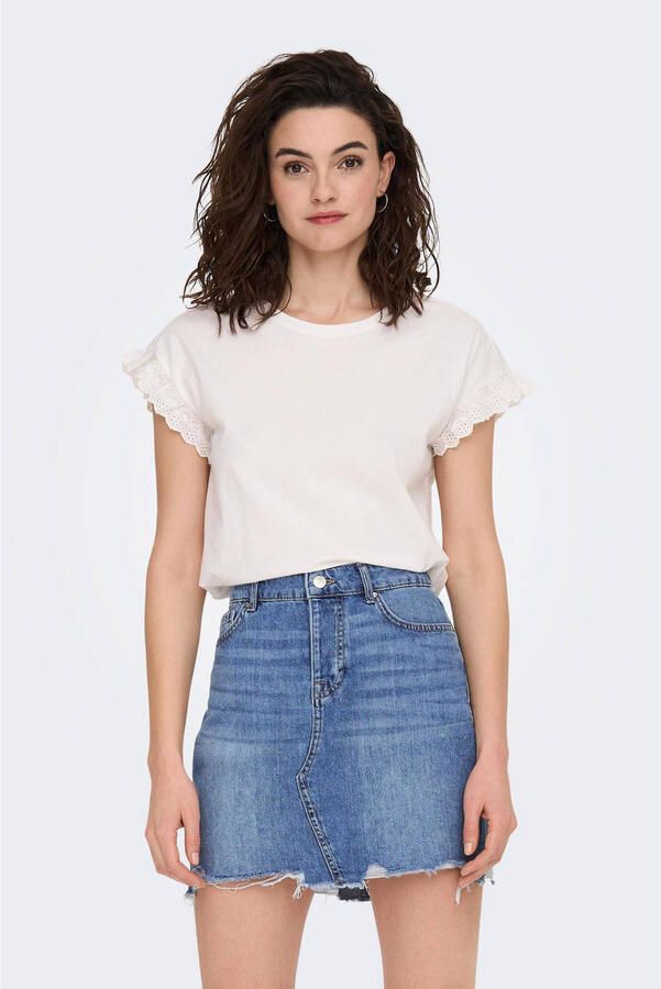 Only Shirt met ronde hals ONLIRIS S S EMB TOP JRS NOOS