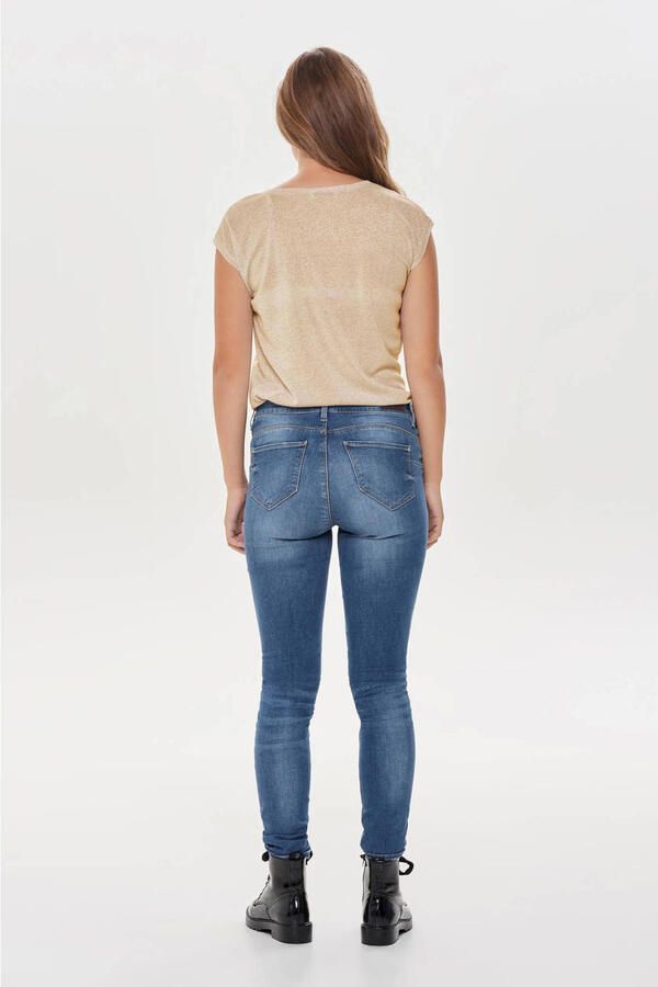 Only Dames-T-shirt Silvery manches courtes col V lurex Beige Dames - Foto 2