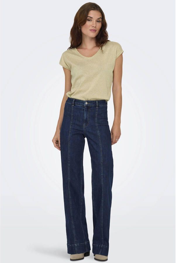 Only Dames-T-shirt Silvery manches courtes col V lurex Beige Dames - Foto 2
