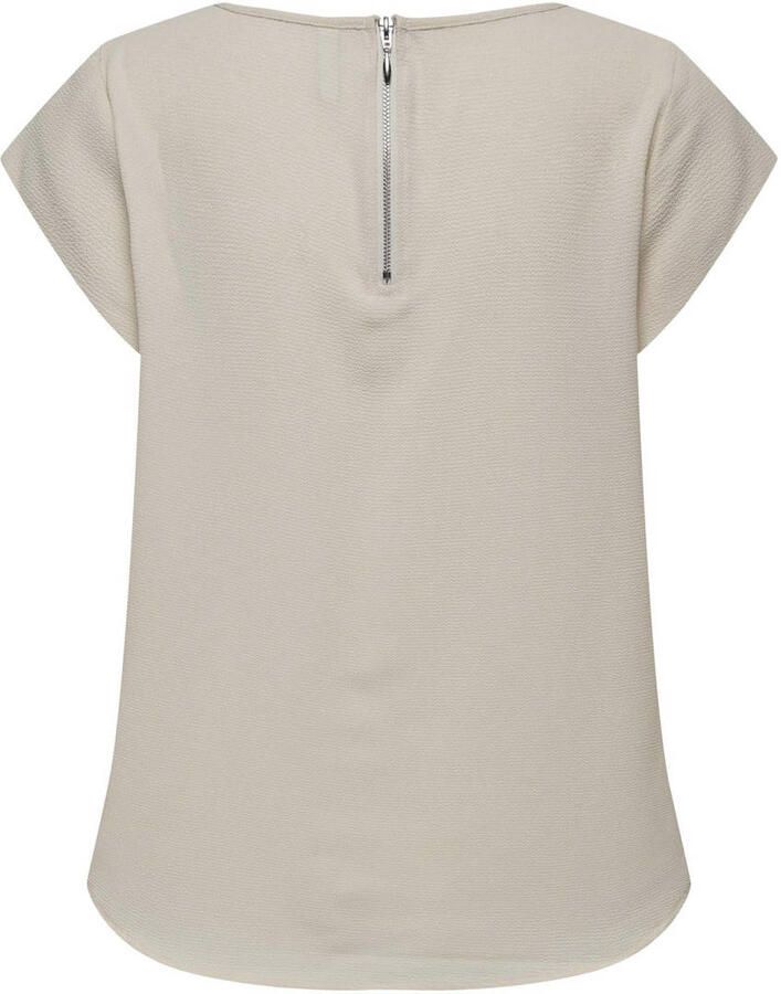 Only Blouse met korte mouwen ONLVIC – Vrouwelijke blouseshirt in losse vorm regular fit web kunstvezel ronde hals effen - Foto 2
