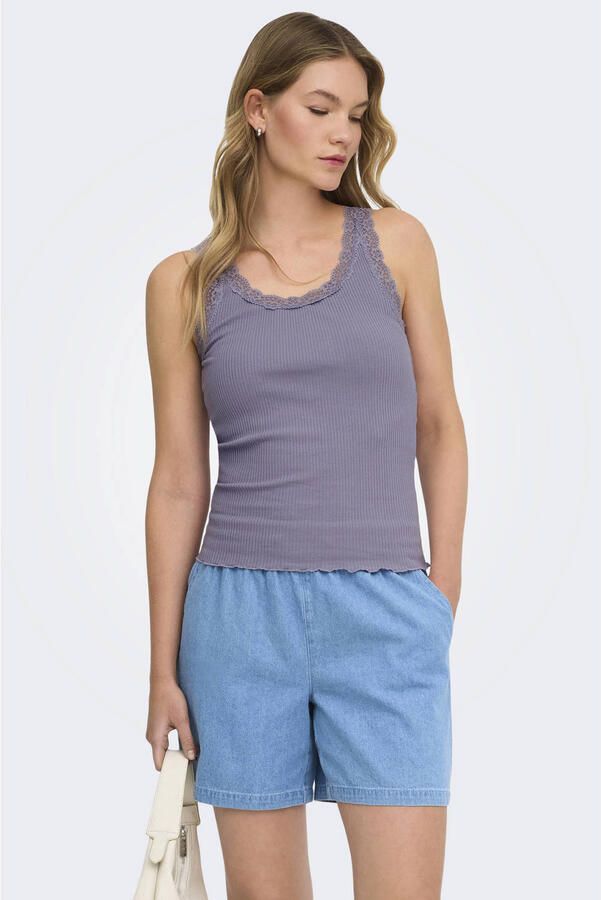 Only slim fit tank top van katoenmix model 'SARA'