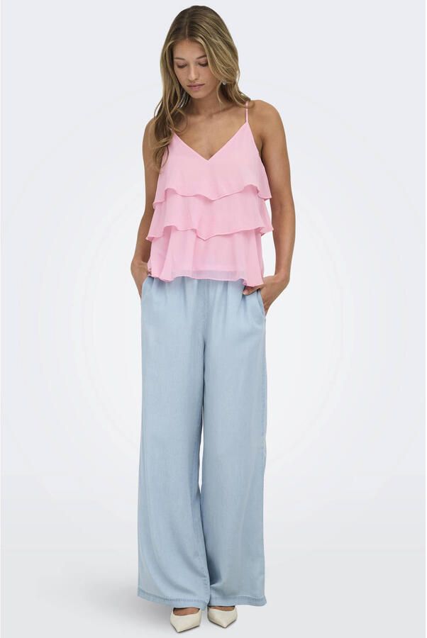 Only regular fit top met bandjes met volants model 'LINN' - Foto 3