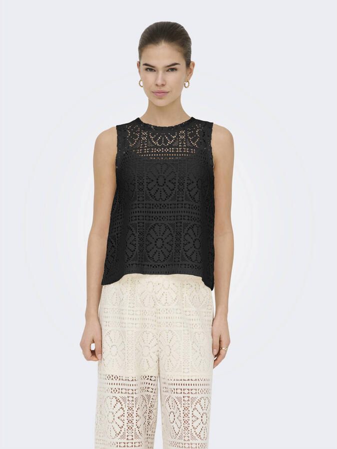 ONLY top zwart crochet