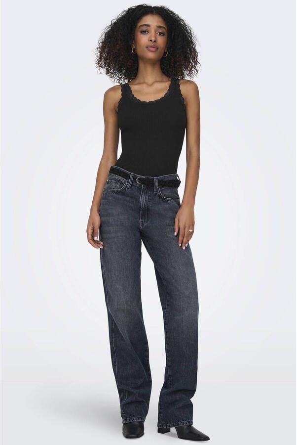 Only Tanktop ONLSARA – Tanktop met kantdetail bij de halslijn regular fit modisch jersey ribstof ronde hals - Foto 2
