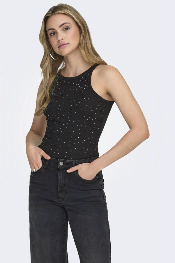 ONLY top zwart rib gebreid