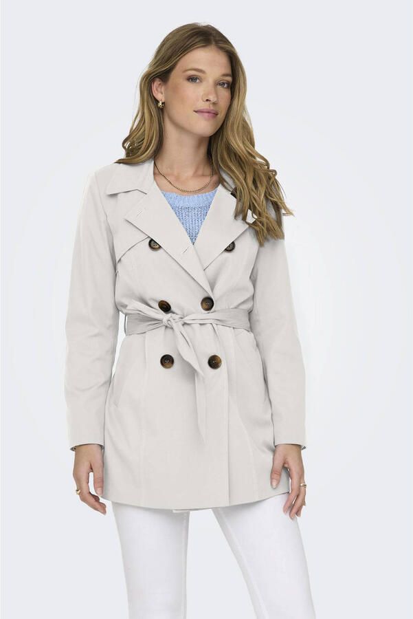 ONLY trenchcoat jas ONLVALERIE met ceintuur lichtgrijs - Foto 2