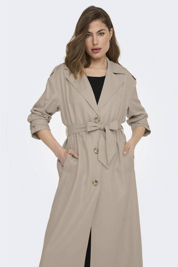 Only Trenchcoat ONLLINE X-LONG TRENCHCOAT OTW NOOS met bindriem in de taille 2 zijzakken - Foto 2