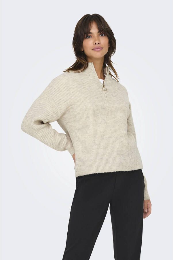 Only Gebreide trui ONLTOKYO SOLID L S ZIP PULLOVER KNT NOOS