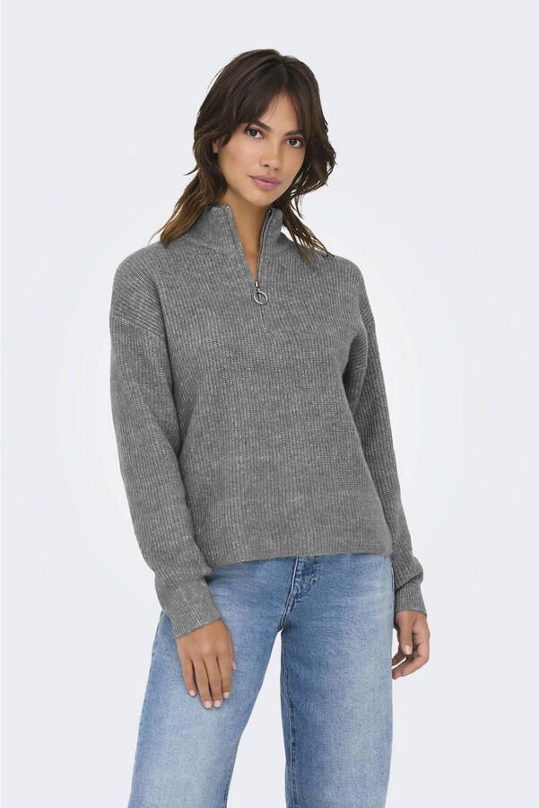 Only Gebreide trui ONLTOKYO SOLID L S ZIP PULLOVER KNT NOOS