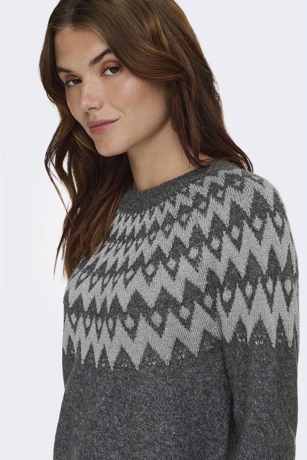 Only Regular fit gebreide pullover met Noors motief model 'FRY' - Foto 3