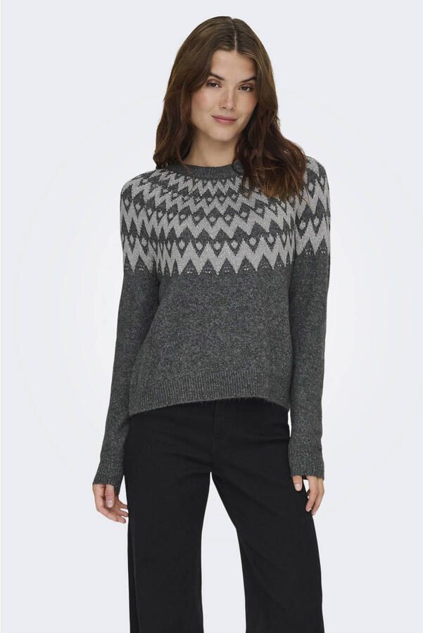 Only Regular fit gebreide pullover met Noors motief model 'FRY'