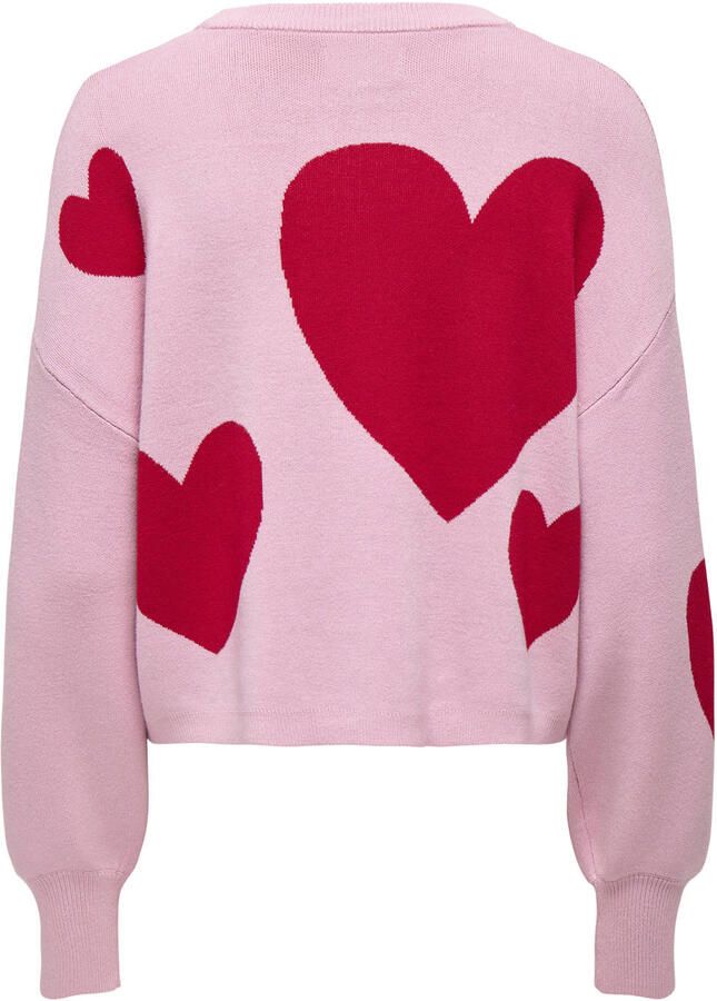 ONLY trui met hartjes roze gebreid - Foto 2
