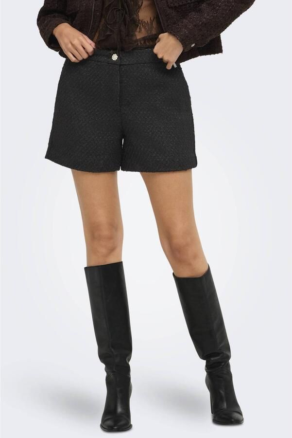 ONLY tweed wide leg casual short zwart