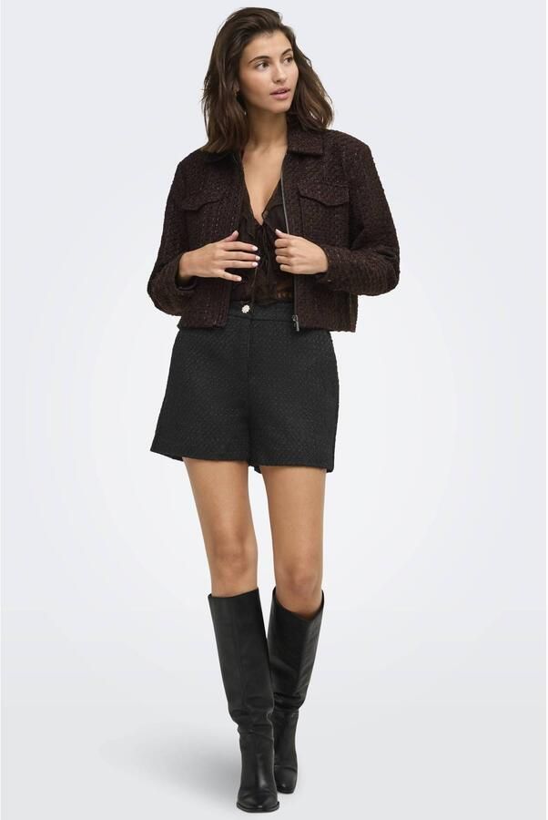 ONLY tweed wide leg casual short zwart - Foto 3