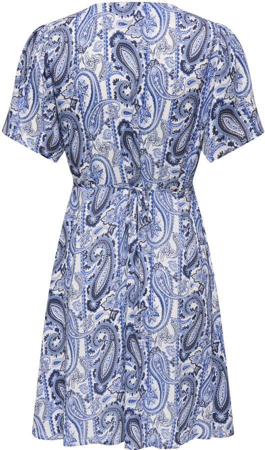 ONLY viscose korte jurk met ceintuur en print blauw - Foto 3