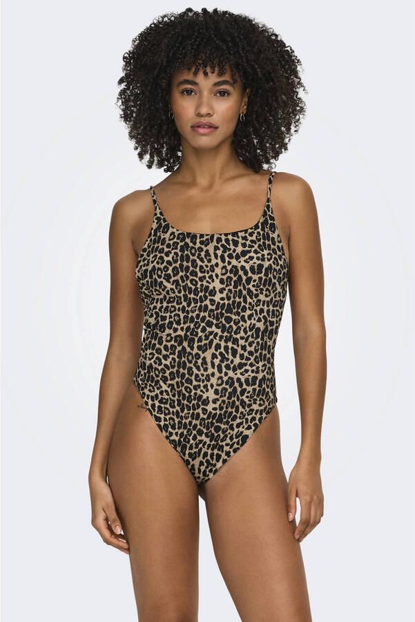 ONLY voorgevormd badpak met panterprint beige zwart