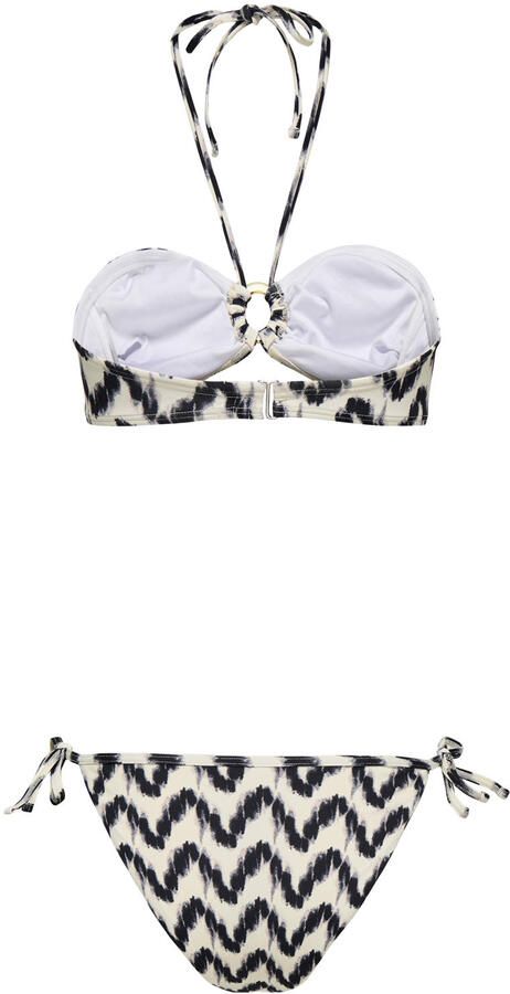ONLY voorgevormde bandeau bikini set met print ecru zwart - Foto 3