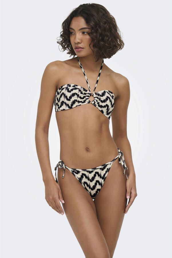 ONLY voorgevormde bandeau bikini set met print ecru zwart - Foto 2