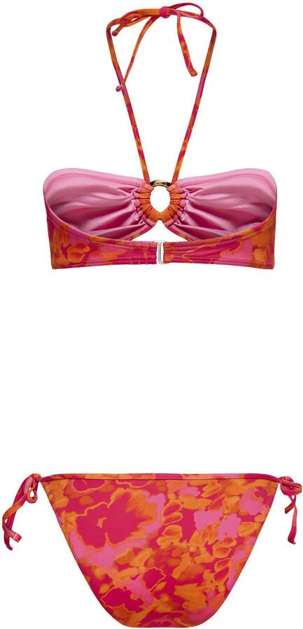 ONLY voorgevormde bikini set met print rood oranje roze - Foto 3