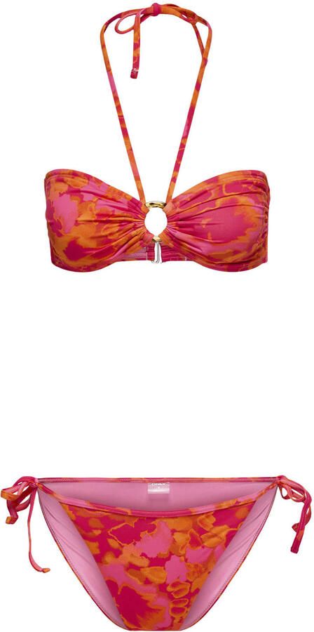ONLY voorgevormde bikini set met print rood oranje roze
