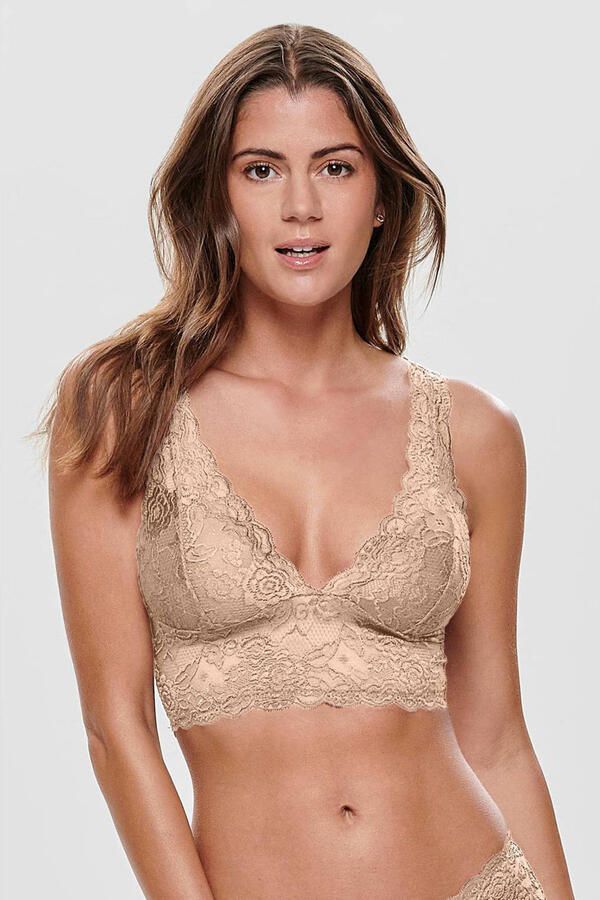 Only Kanten top ONLCHLOE – Kanten-bh met gevoerde cups en stretch regular fit vrouwelijk kant synthetische vezel v-hals - Foto 3