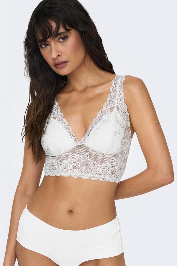 Only Kanten top ONLCHLOE – Kanten-bh met gevoerde cups en stretch regular fit vrouwelijk kant synthetische vezel v-hals - Foto 2