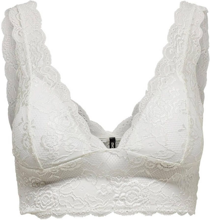 Only Kanten top ONLCHLOE – Kanten-bh met gevoerde cups en stretch regular fit vrouwelijk kant synthetische vezel v-hals