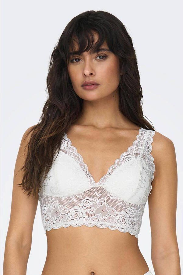Only Kanten top ONLCHLOE – Kanten-bh met gevoerde cups en stretch regular fit vrouwelijk kant synthetische vezel v-hals - Foto 3