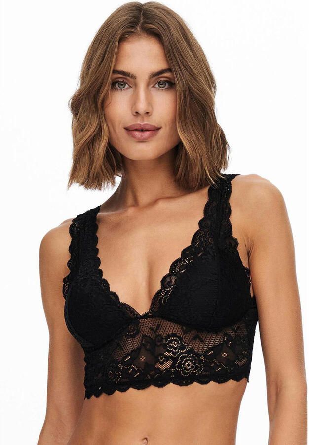 Only Kanten top ONLCHLOE – Kanten-bh met gevoerde cups en stretch regular fit vrouwelijk kant synthetische vezel v-hals