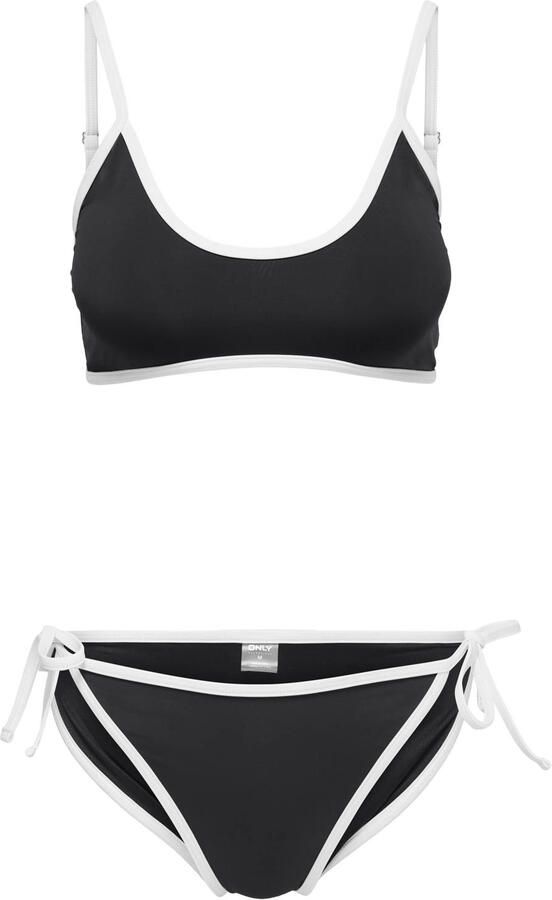 ONLY voorgevormde crop bikini set met strik zwart