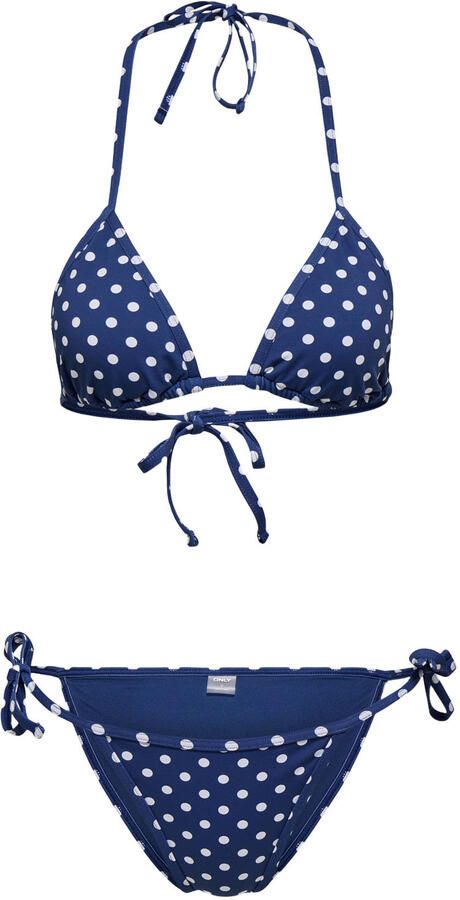ONLY voorgevormde triangelbikini set met stippen blauw wit