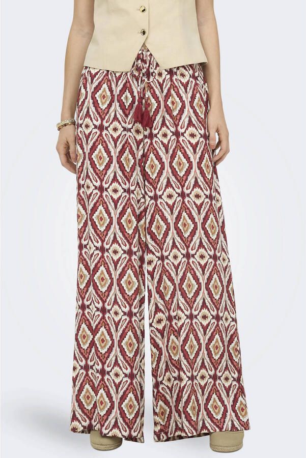 ONLY wide leg broek met print donkerrood