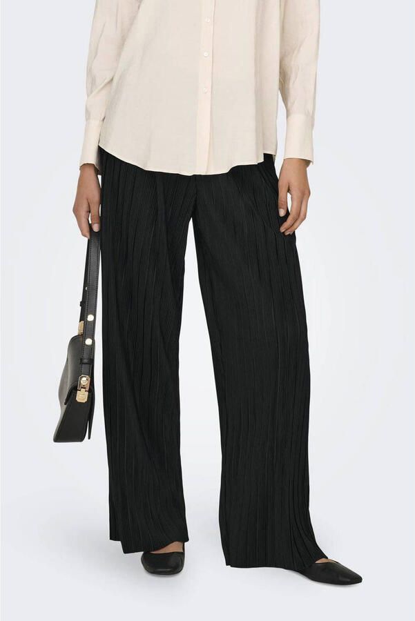 Only Regular fit wijde broek in plissélook model 'RAVENNA'