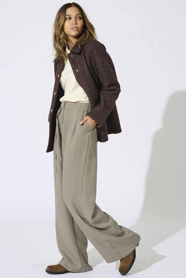ONLY wide leg casual broek met print bruin