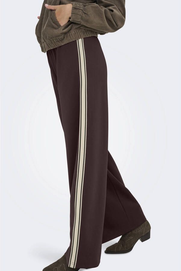 ONLY wide leg casual gestreepte broek bruin