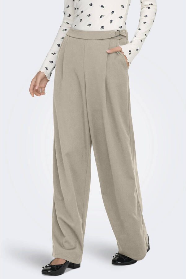 ONLY wide leg high waist broek beige