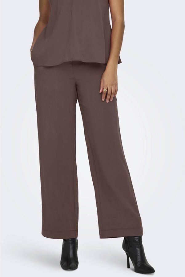 ONLY wide leg high waist broek bruin