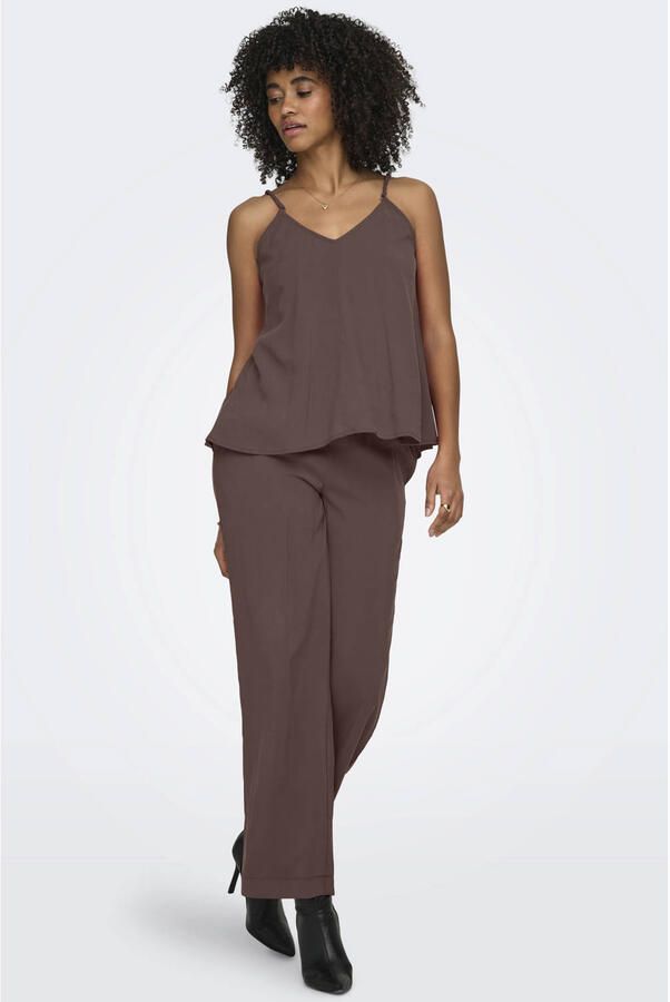 ONLY wide leg high waist broek bruin - Foto 3