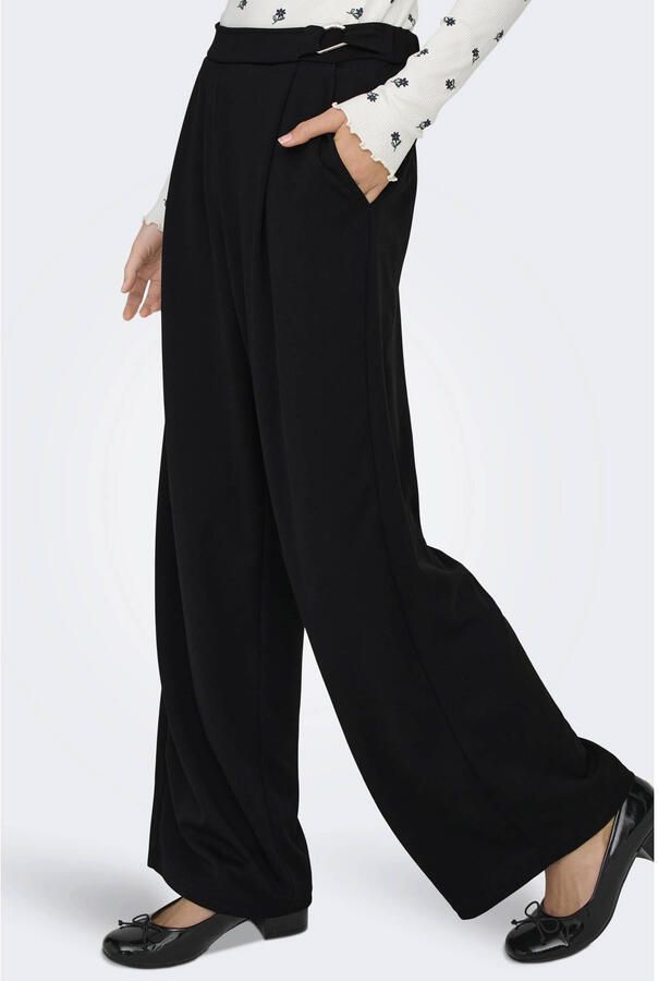 ONLY wide leg high waist broek zwart