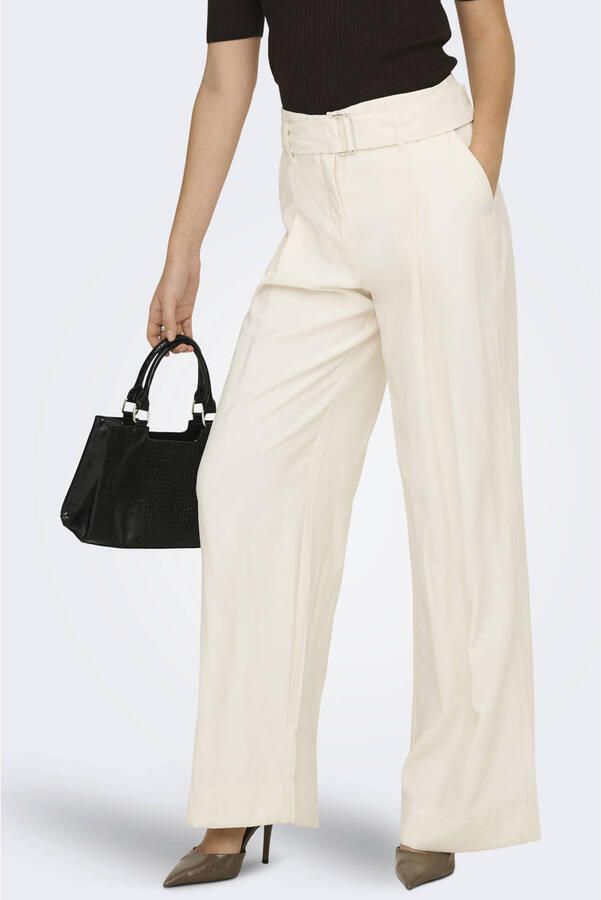 ONLY wide leg high waist casual broek ecru